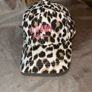 Old Navy Tan and Black Leopard Print Logo-Graphic Baseball Cap OS